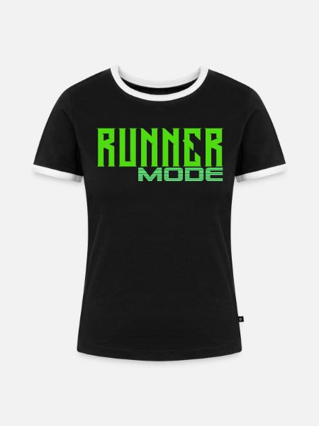 Läufer - Frauen Kontrast-T-Shirt - Schwarz/Weiß