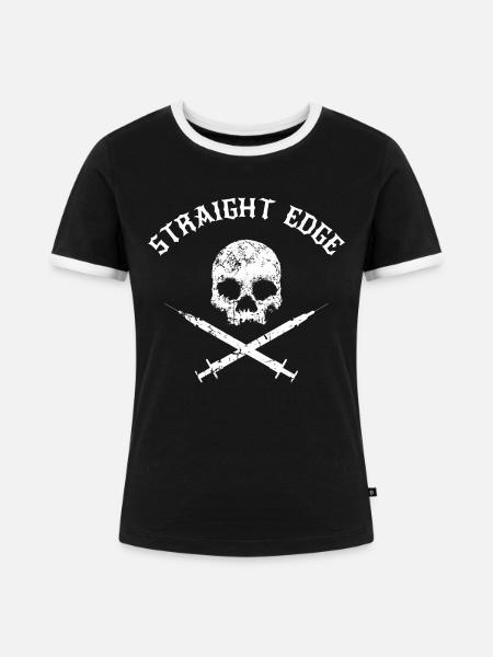 Straight Edge - Drogenfrei - Frauen Kontrast-T-Shirt - Schwarz/Weiß