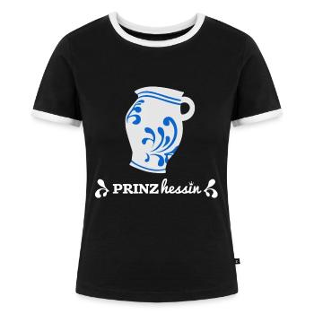bembel prinzessin hessisch Apfelwein geschenk - Frauen Kontrast-T-Shirt - Schwarz/Weiß - Vorne - Selfina (174cm)