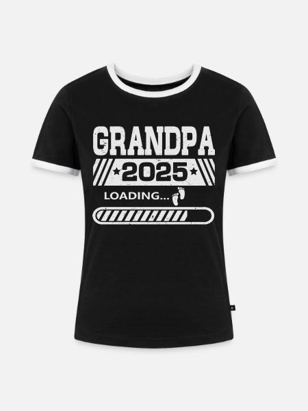 Opa 2025 loading - Frauen Kontrast-T-Shirt - Schwarz/Weiß
