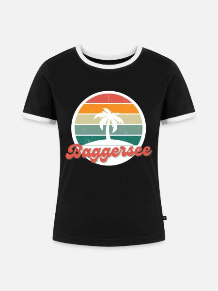 Baggersee Insel - Frauen Kontrast-T-Shirt - Schwarz/Weiß