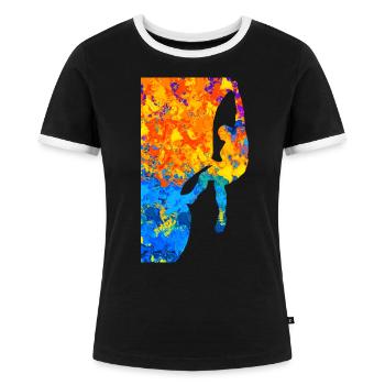 Klettern Bouldern Boulder Kletter Kletterer - Frauen Kontrast-T-Shirt - Schwarz/Weiß - Vorne - Selfina (174cm)