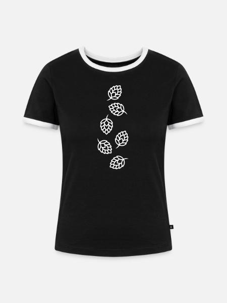 Hopfen Knospen Gerste Symbol - Frauen Kontrast-T-Shirt - Schwarz/Weiß