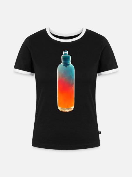 Wasserflasche Retro Sport - Frauen Kontrast-T-Shirt - Schwarz/Weiß