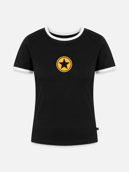 star - Frauen Kontrast-T-Shirt - Schwarz/Weiß