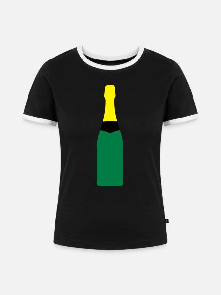 Sektflasche ( bottle) - Frauen Kontrast-T-Shirt - Schwarz/Weiß