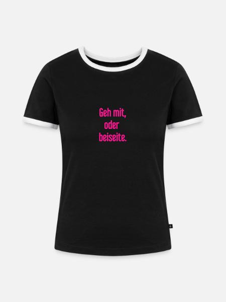 Geh mit oder beiseite - Frauen Kontrast-T-Shirt - Schwarz/Weiß