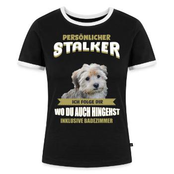 Havaneser Hund - Havaneser - Frauen Kontrast-T-Shirt - Schwarz/Weiß - Vorne - Selfina (174cm)