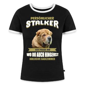 Shar Pei Hund - Shar Pei - Frauen Kontrast-T-Shirt - Schwarz/Weiß - Vorne - Selfina (174cm)