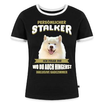 Samojede Hund - Samojeden - Frauen Kontrast-T-Shirt - Schwarz/Weiß - Vorne - Selfina (174cm)