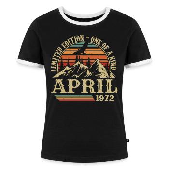 Bestes Geburtstagsgeschenk April 1972 - Frauen Kontrast-T-Shirt - Schwarz/Weiß - Vorne - Selfina (174cm)