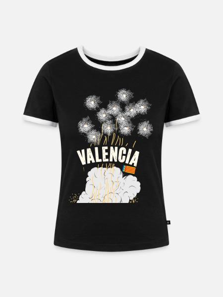 Fallas de Valencia Pyro - Frauen Kontrast-T-Shirt - Schwarz/Weiß