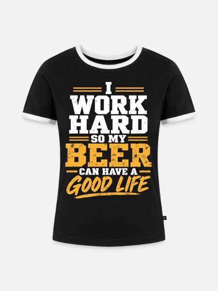 Biergarten Biermotiv Bierdesign - Frauen Kontrast-T-Shirt - Schwarz/Weiß