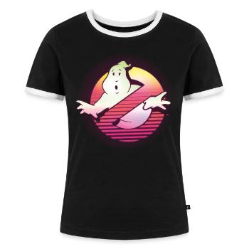 Ghostbusters Retro Neon Logo - Frauen Kontrast-T-Shirt - Schwarz/Weiß - Vorne - Selfina (174cm)