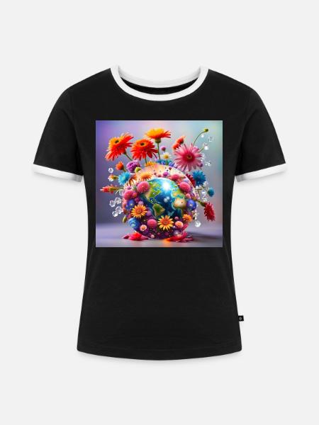 Planet Erde - Frauen Kontrast-T-Shirt - Schwarz/Weiß