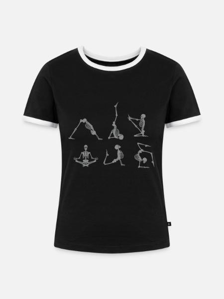 Halloween Namaste - Frauen Kontrast-T-Shirt - Schwarz/Weiß