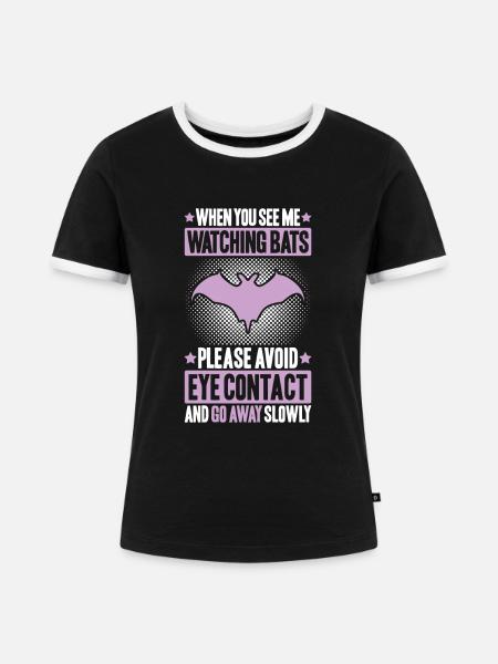 Fledermaus Fledermäuse Bat Bats Fledertier - Frauen Kontrast-T-Shirt - Schwarz/Weiß