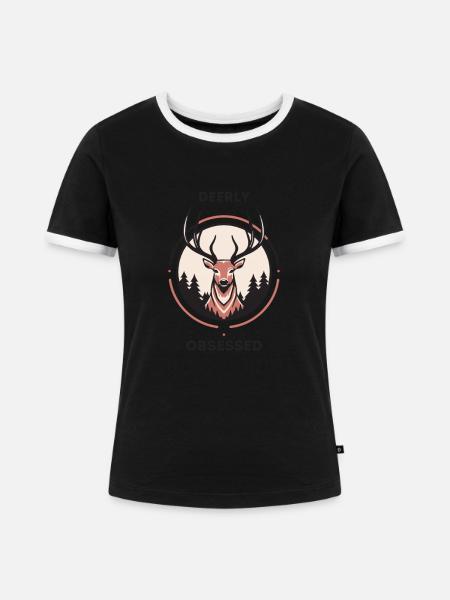 Hirschjäger Einzigartige Jagd - Frauen Kontrast-T-Shirt - Schwarz/Weiß