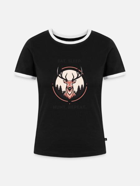 Hirschjäger Einzigartige Jagd - Frauen Kontrast-T-Shirt - Schwarz/Weiß