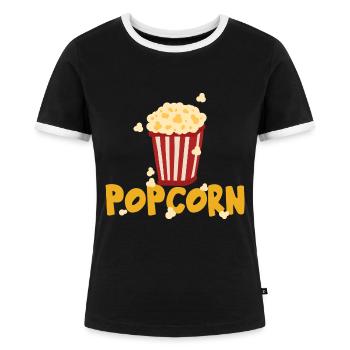 Popcorn - Frauen Kontrast-T-Shirt - Schwarz/Weiß - Vorne - Selfina (174cm)