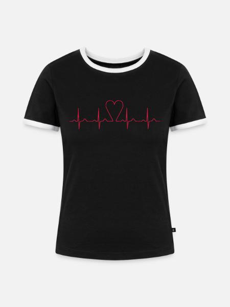 heartbeat - Frauen Kontrast-T-Shirt - Schwarz/Weiß