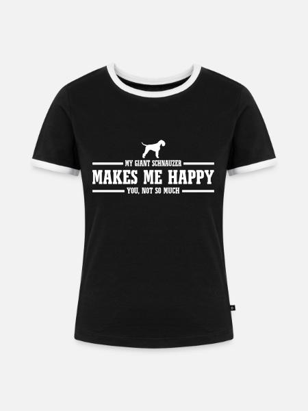 GIANT SCHNAUZER makes me happy - Frauen Kontrast-T-Shirt - Schwarz/Weiß