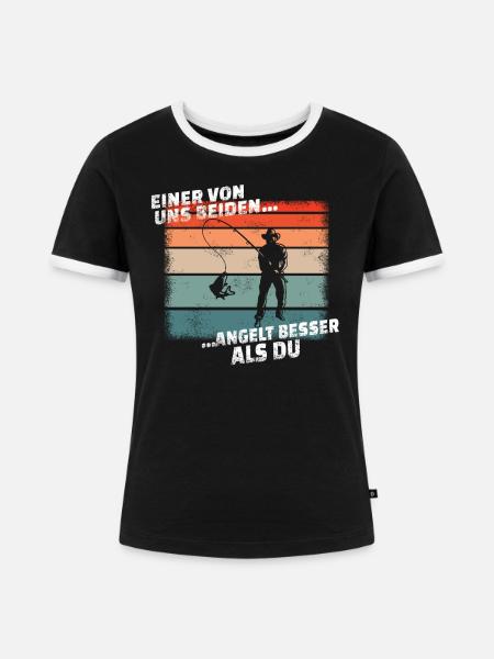 Angler Geschenkidee Hobby Angeln - Frauen Kontrast-T-Shirt - Schwarz/Weiß