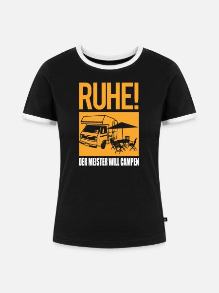 Camper Geschenkidee Camping - Frauen Kontrast-T-Shirt - Schwarz/Weiß