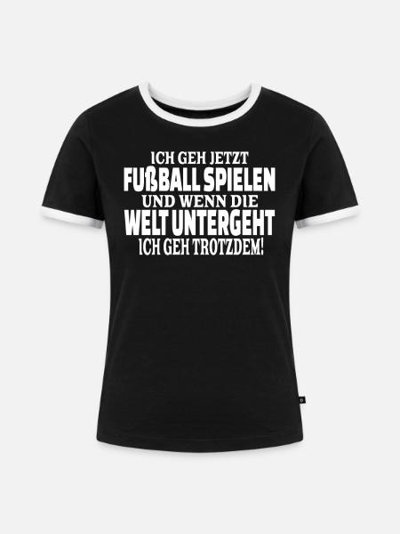 Fußballzubehör Geschenkidee Fußballfan - Frauen Kontrast-T-Shirt - Schwarz/Weiß