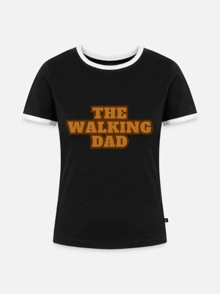 The Walking Dad Brown - Frauen Kontrast-T-Shirt - Schwarz/Weiß