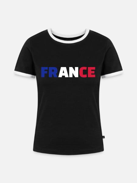 Frankreich - Frauen Kontrast-T-Shirt - Schwarz/Weiß