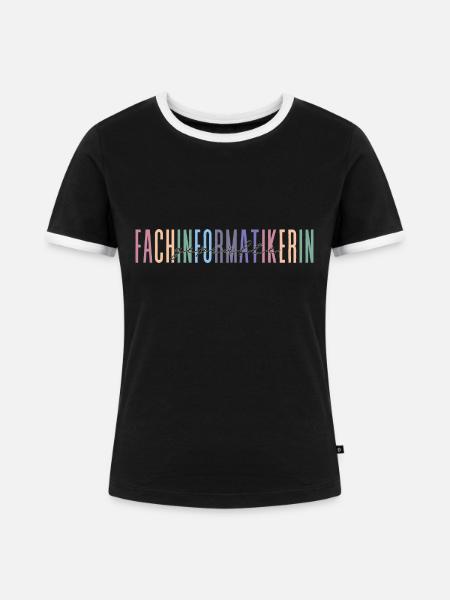 geprüfte Fachinformatikerin - buntes Design - Frauen Kontrast-T-Shirt - Schwarz/Weiß