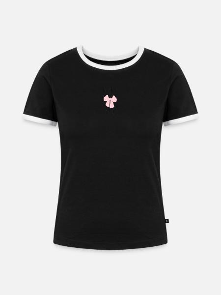 Hübsches Mädchen Pink Bow - Frauen Kontrast-T-Shirt - Schwarz/Weiß