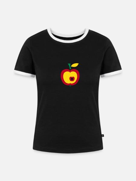 Retro Apfel - Frauen Kontrast-T-Shirt - Schwarz/Weiß