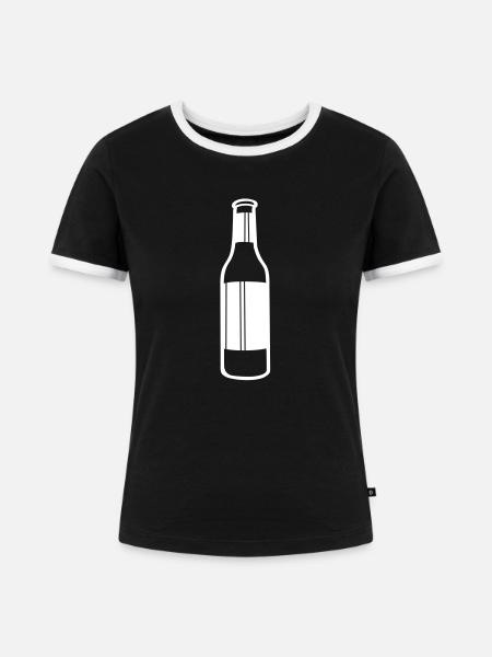 Flasche - Frauen Kontrast-T-Shirt - Schwarz/Weiß