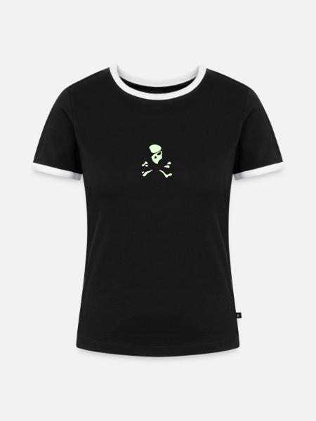 pirat, - Frauen Kontrast-T-Shirt - Schwarz/Weiß