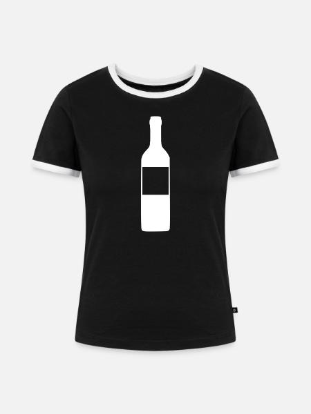 Weinflasche personalisierbar Wein Geschenk Textur - Frauen Kontrast-T-Shirt - Schwarz/Weiß