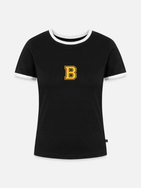 b - Frauen Kontrast-T-Shirt - Schwarz/Weiß