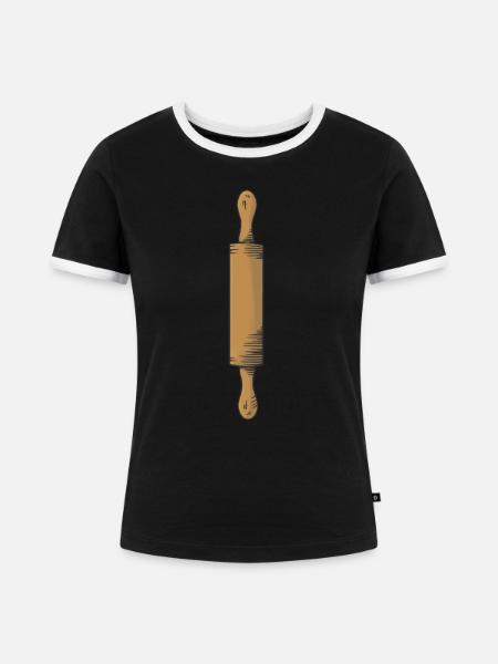 Nudelholz - Frauen Kontrast-T-Shirt - Schwarz/Weiß