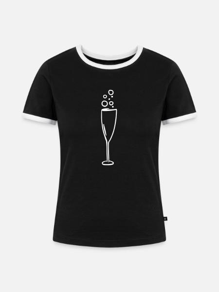 Sekt - Frauen Kontrast-T-Shirt - Schwarz/Weiß