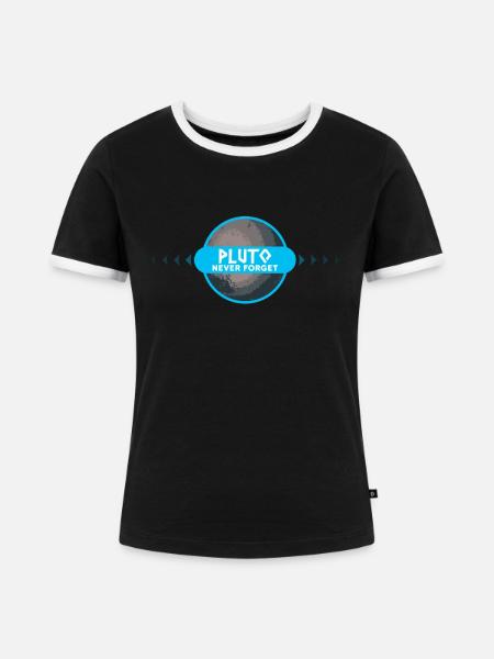 Pluto Niemals Vergessen - Frauen Kontrast-T-Shirt - Schwarz/Weiß