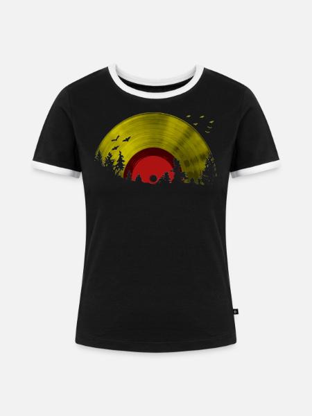 Lp Vinyl Sunset - Frauen Kontrast-T-Shirt - Schwarz/Weiß