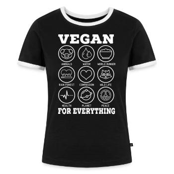 Veganer Für Alles Veganismus Vegan - Frauen Kontrast-T-Shirt - Schwarz/Weiß - Vorne - Selfina (174cm)