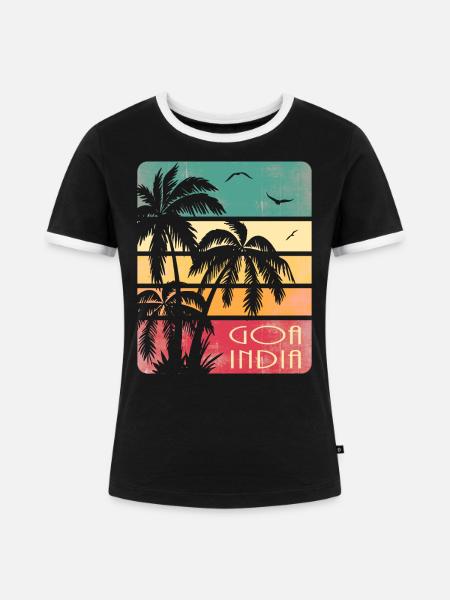 Goa Indien - Frauen Kontrast-T-Shirt - Schwarz/Weiß