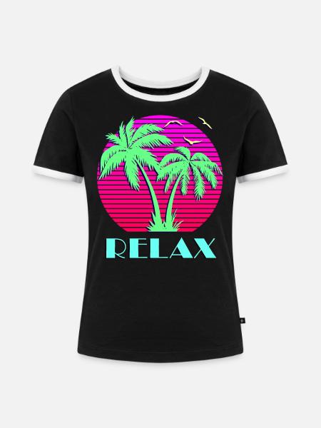Entspannen - Frauen Kontrast-T-Shirt - Schwarz/Weiß