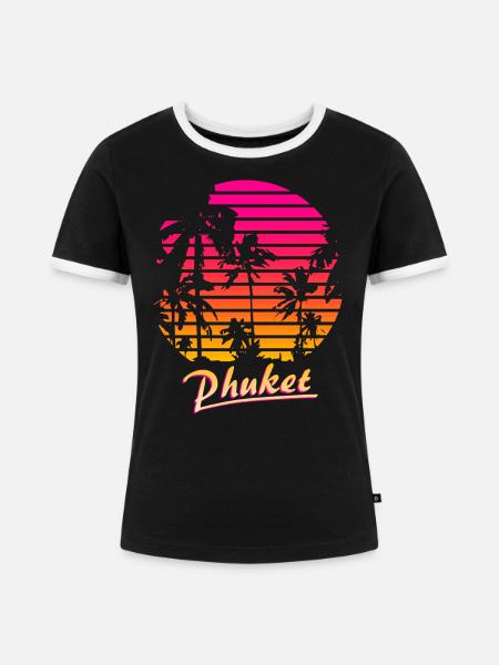 Phuket - Frauen Kontrast-T-Shirt - Schwarz/Weiß