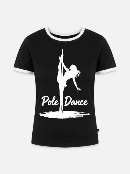 Pole Dance Silhouette – Ästhetische Kunst - Frauen Kontrast-T-Shirt - Schwarz/Weiß