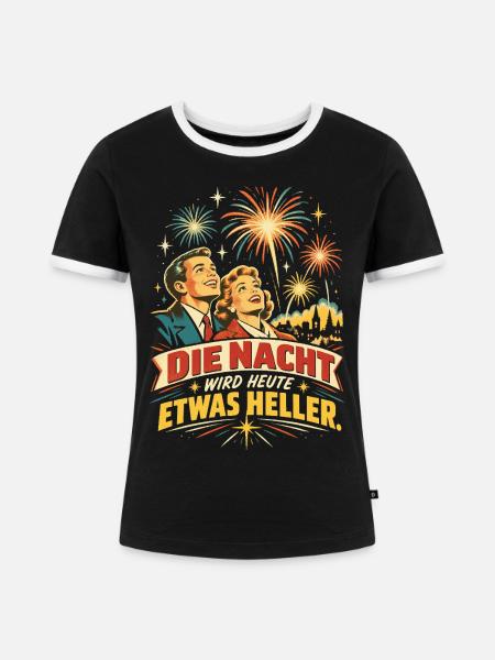 Retro Feuerwerk Shirt - Frauen Kontrast-T-Shirt - Schwarz/Weiß