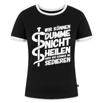 Apotheker Apotheke Pharmazeut - Frauen Kontrast-T-Shirt - Schwarz/Weiß - Vorne - Selfina (174cm)