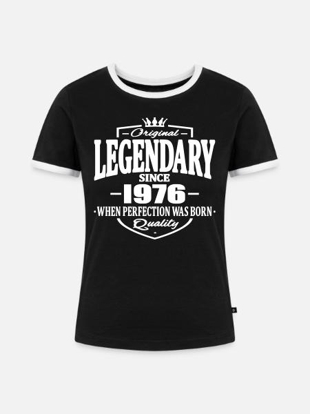 Legendary seit 1976 - Frauen Kontrast-T-Shirt - Schwarz/Weiß